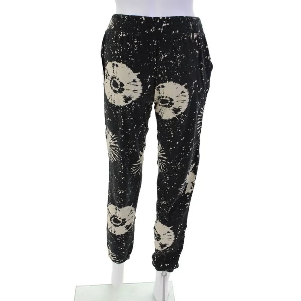 PJ Salvage Womens Cotton Drawstring Printed Casual Sweatpants Black Size XS